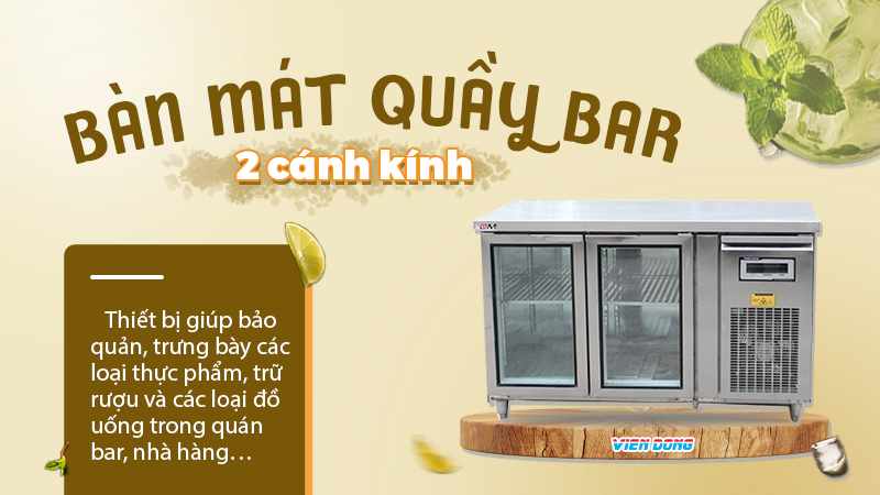 Bàn mát quầy bar 2 cánh kính