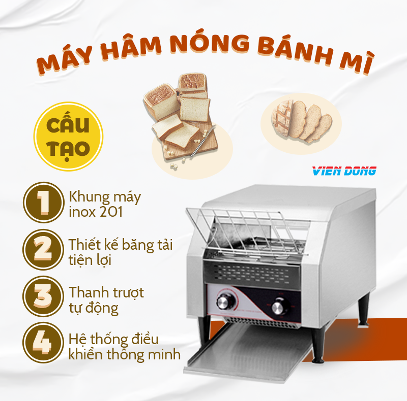 Máy hâm nóng bánh mì băng chuyền