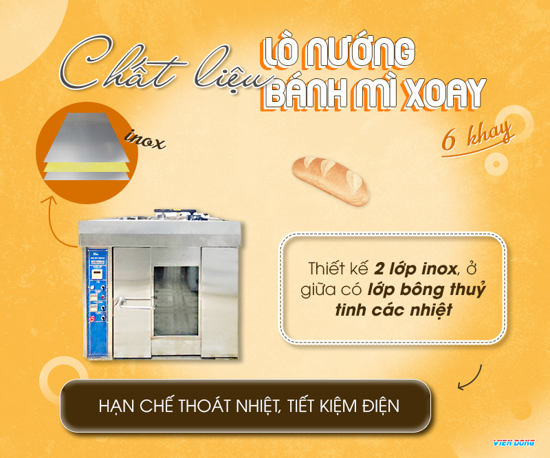 Lò nướng bánh mì xoay 6 khay