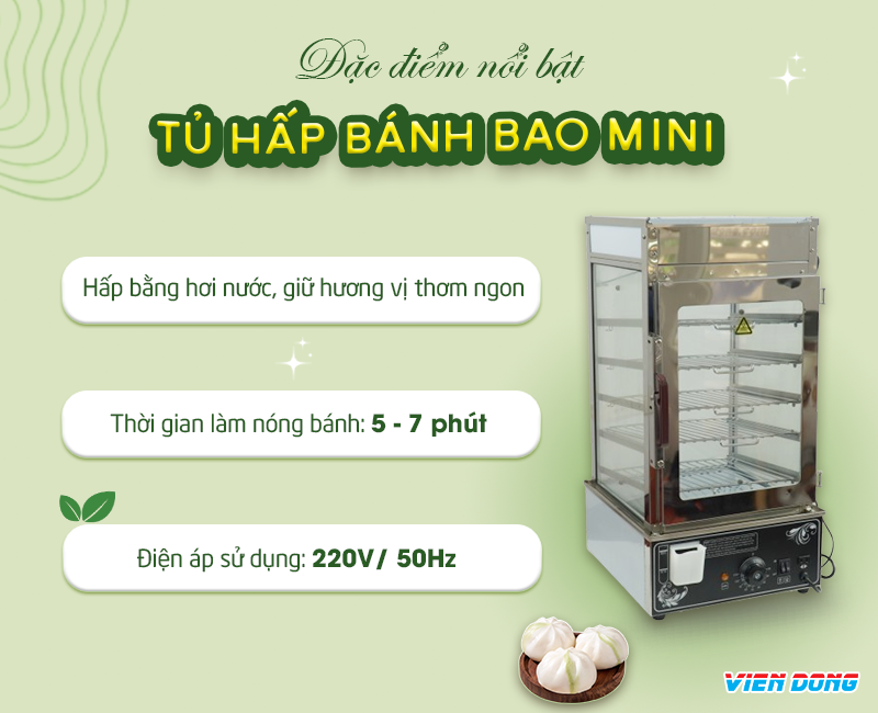 Tủ hấp bánh bao mini