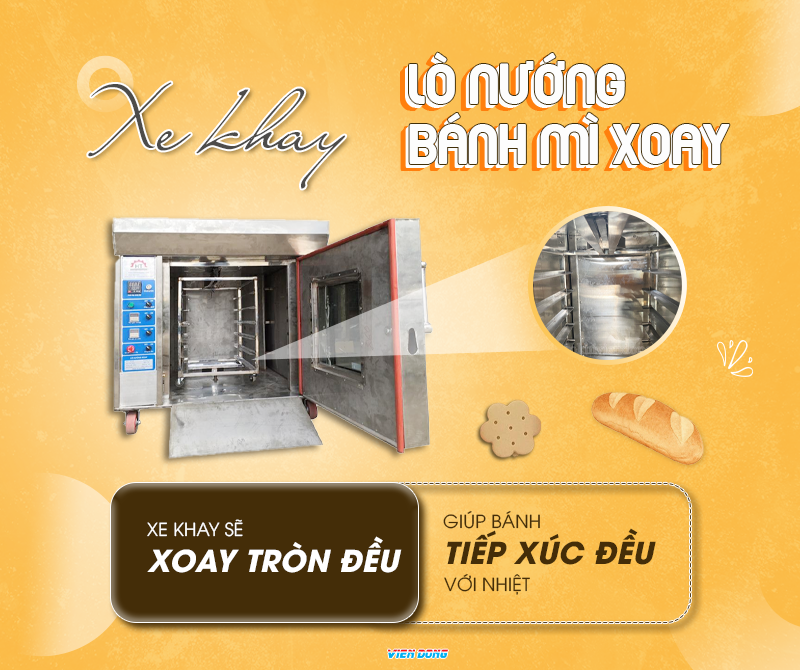 Lò nướng bánh mì xoay 6 khay