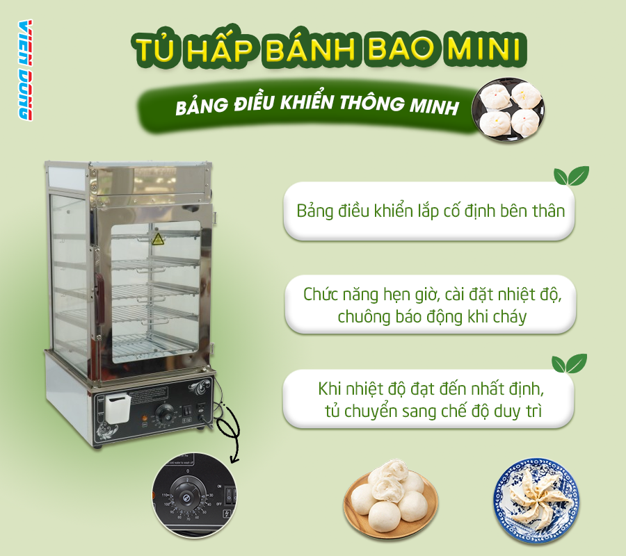 Tủ hấp bánh bao mini