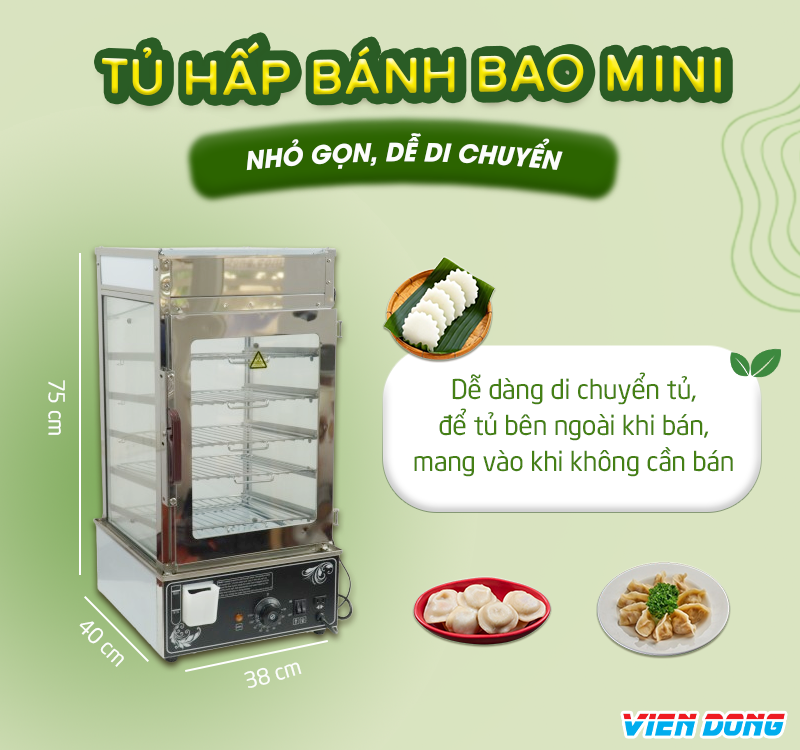 Tủ hấp bánh bao mini