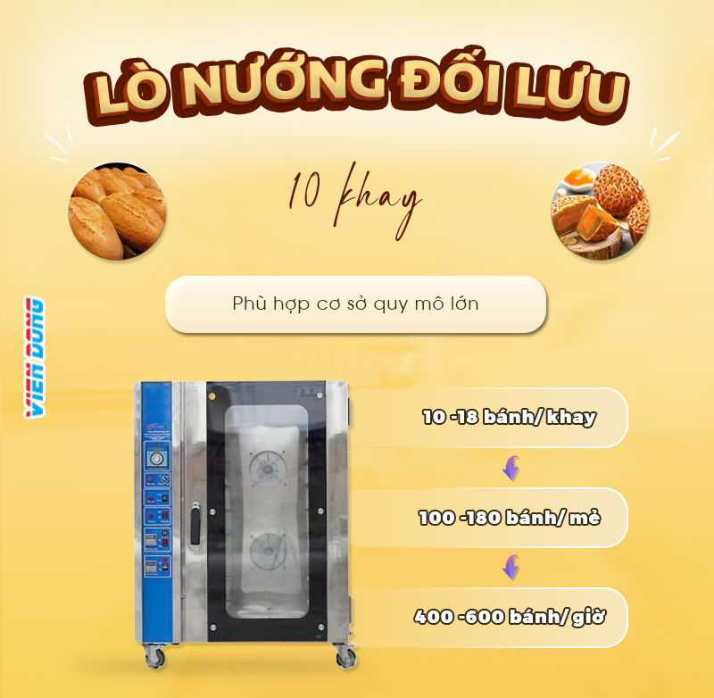 Lò nướng bánh mì đối lưu 10 khay Việt Nam